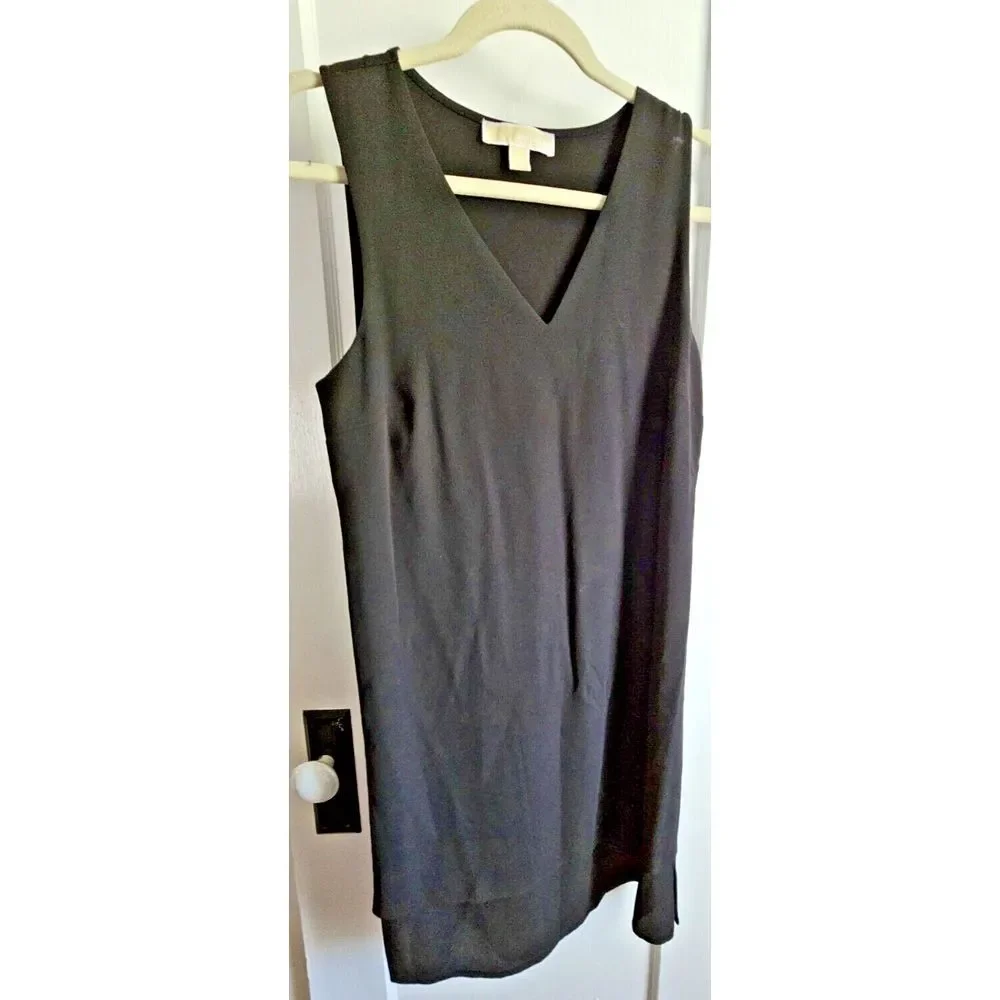 MICHAEL KORS women Sz M black short dress sleeveless‎ v neck two tones